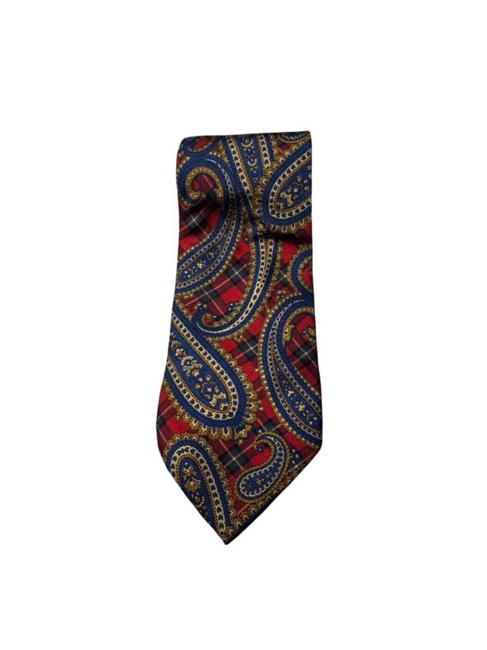Tommy Hilfiger Silk Tie Paisley Red Plaid Classic Design